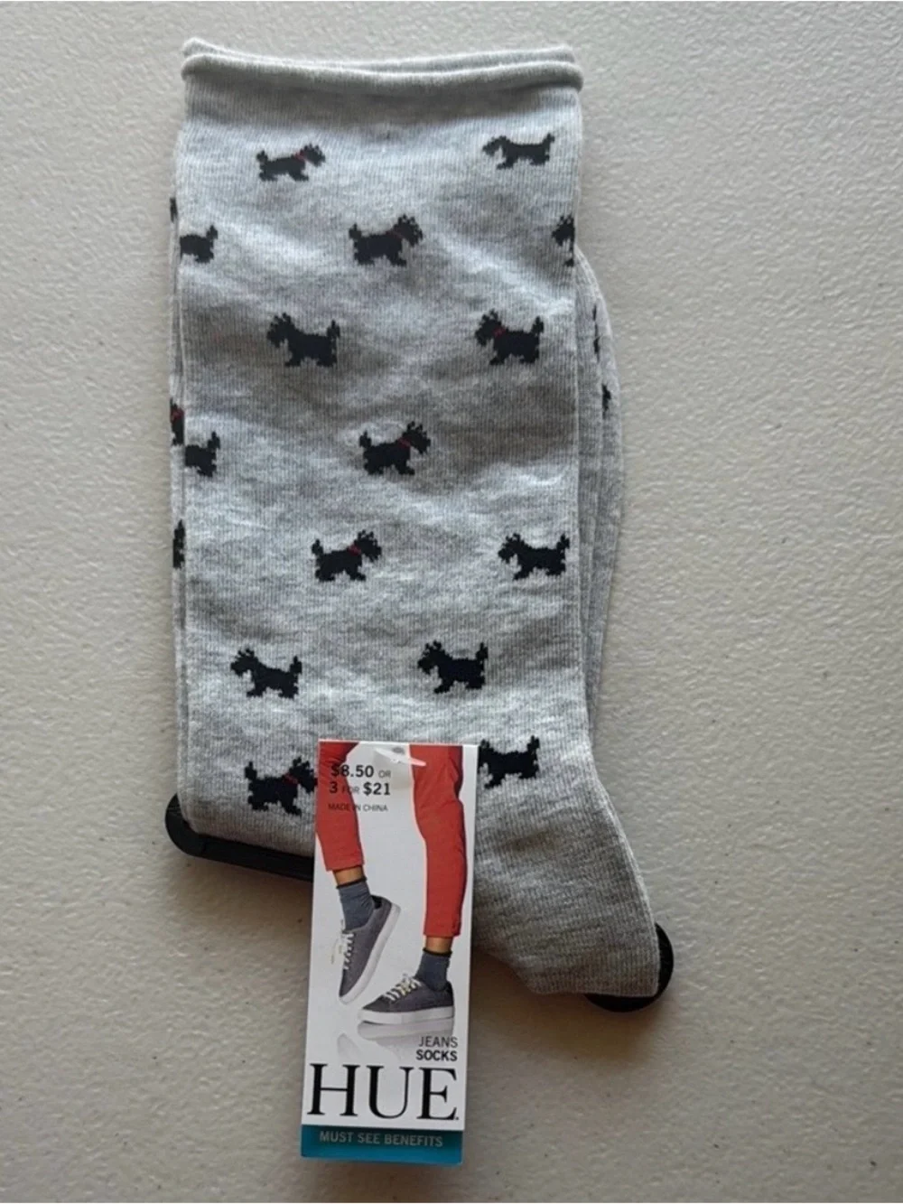 HUE Women's Corgi Pattern Ankle Socks & Scotty Dog Jeans Socks - lot of 2 pair